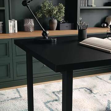 Martha Stewart Beckett Modern Trestle Desk in Black Wood Grain