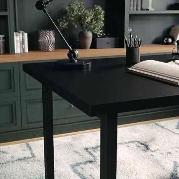 Martha Stewart Beckett Modern Trestle Desk in Black Wood Grain