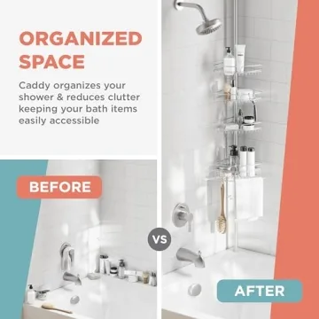 Zenna Home Shower Caddy with 4 Adjustable Shelves