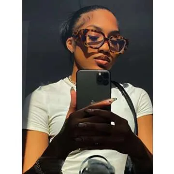 AIEYEZO Thick Frame Blue Light Glasses Men Women, Fashion Square Computer Eyeglass Anti Eyestrain & Prevent Headache (Leopard)