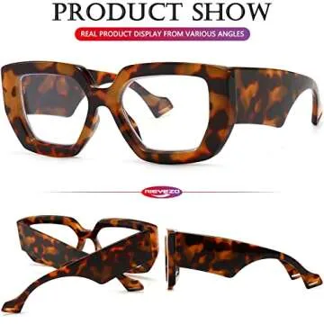 AIEYEZO Thick Frame Blue Light Glasses Men Women, Fashion Square Computer Eyeglass Anti Eyestrain & Prevent Headache (Leopard)