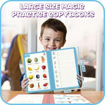 Upgraded Large Size Magic Practice Copybook Set for Kids, Ages 3-8, Writing Skills Development - Pin...