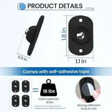 Self Adhesive Caster Wheels, Appliance Rollers for Kitchen Appliances, 360° Swivel Mini Universal W...