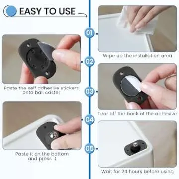 Self Adhesive Caster Wheels, Appliance Rollers for Kitchen Appliances, 360° Swivel Mini Universal Wheel Roller Casters, Sticky Pulley for Trash Can, Storage Box, Small Furniture (8, Black-Swivel)