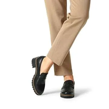 DREAM PAIRS Womens Comfortable Platform Chunky Heel Business Casual Loafers,Size 11,Black-Pu,SDLS2319W