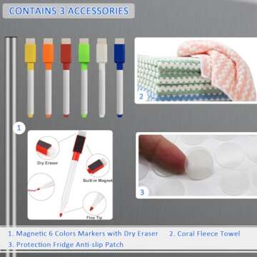 JonXon 8"x12" Acrylic Magnetic Dry Erase Board for Fridge, Clear Acrylic Magnet Calendar for Refrigerator,Includes 6 Dry Erase Markers(Clear Blank)