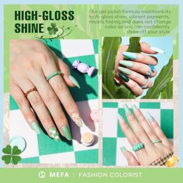 MEFA Green Gel Nail Polish Set 6 Colors, Sage Green Mist Blue Light Grey Dark Olive Shades Earth Ton...