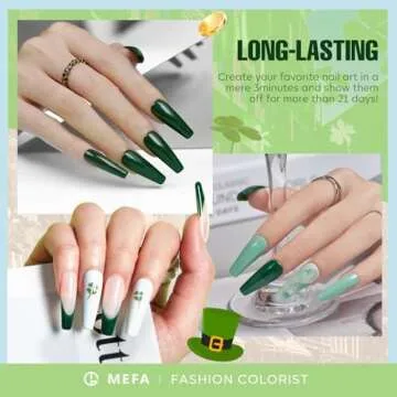 MEFA Green Gel Nail Polish Set 6 Colors, Sage Green Mist Blue Light Grey Dark Olive Shades Earth Tone Gel Polish Matcha Avocado Soak Off Nail Art Design Home Manicure Kit Gifts St. Patrick's Day