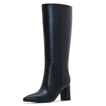 Aizhenzm Black Wide Calf Knee High Boots – Comfortable and Stylish Women’s Footwear