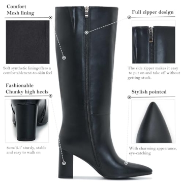 Stylish Aizhenzm Wide Calf Knee High Boots for Women