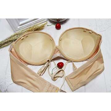 Vogue's Secret Women Convertible Strapless Underwire Bra Thick Padded Push Up T-Shirt Multiway Bras, Nude, 34B