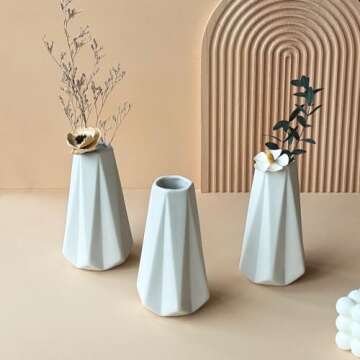 LIZOFER Modern White Small Ceramic Vase Set of 6 for Living Room Bedroom 5.9'' Minimalist Fresh Flower Vases for Home Decor Office Fireplace Centerpieces Nordic Style Gift for Fake Plant 6 Pack
