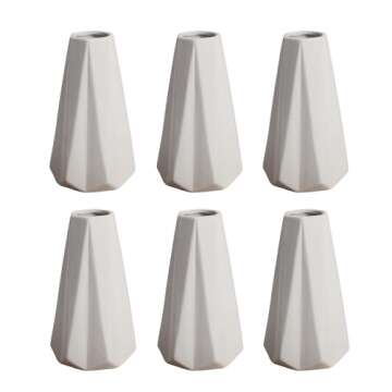 LIZOFER Modern White Small Ceramic Vase Set of 6 for Living Room Bedroom 5.9'' Minimalist Fresh Flower Vases for Home Decor Office Fireplace Centerpieces Nordic Style Gift for Fake Plant 6 Pack