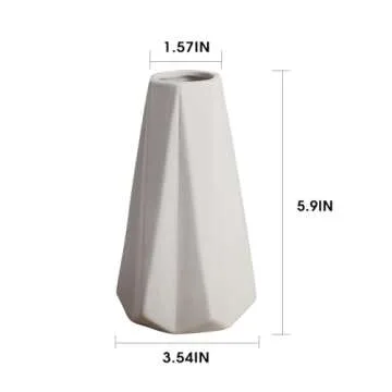 LIZOFER Modern White Small Ceramic Vase Set of 6 for Living Room Bedroom 5.9'' Minimalist Fresh Flower Vases for Home Decor Office Fireplace Centerpieces Nordic Style Gift for Fake Plant 6 Pack