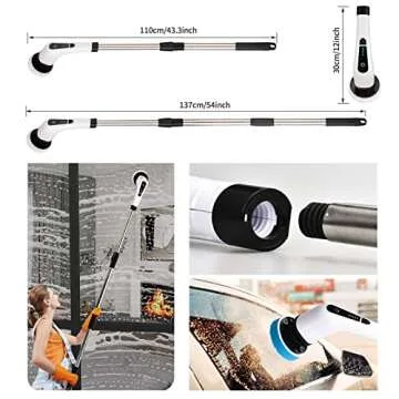 Electric Spin Scrubber, FARI Shower Cleaning Brush with 8 Replaceable Drill Brush Heads, Cordless Power Scrubber with Adjustable Handle Bathroom and Shower Cleaner