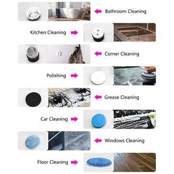 Electric Spin Scrubber, FARI Shower Cleaning Brush with 8 Replaceable Drill Brush Heads, Cordless Power Scrubber with Adjustable Handle Bathroom and Shower Cleaner