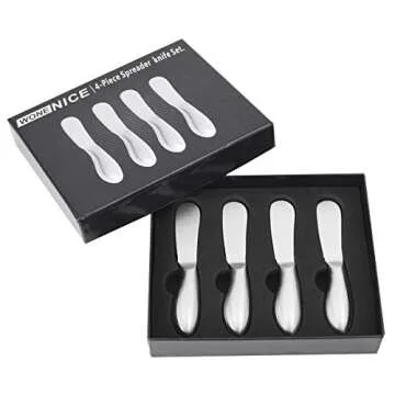 WoneNice Spreader Knife Set, 4-Piece Cheese and Butter Spreader Knives, One-piece Stainless Steel, Gifts for Thanksgiving Day, Christmas