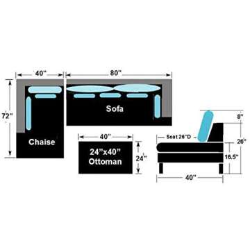 Stendmar 3pc Contemporary Grey Microfiber Fabric Sectional Sofa Chaise Ottoman S168LG