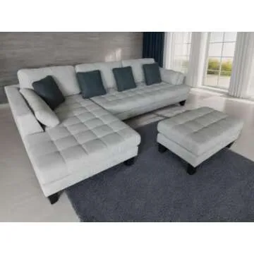 Contemporary Grey Microfiber Sectional Sofa for Living Room