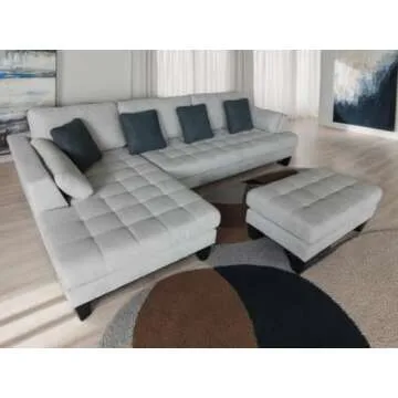 Contemporary Grey Microfiber Sectional Sofa for Living Room