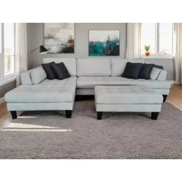 Contemporary Grey Microfiber Sectional Sofa for Living Room