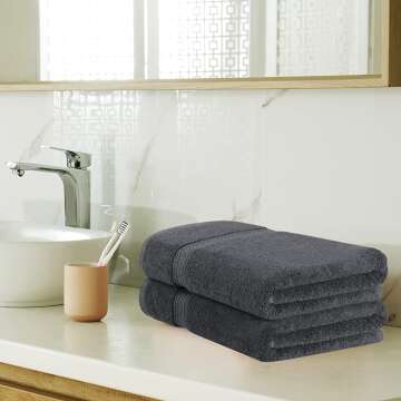 Gray Towel Set - 8 Cotton Towels, Highly Absorbent