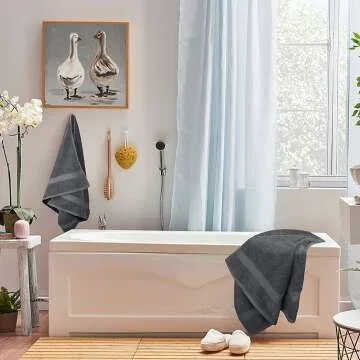 Gray Towel Set - 8 Cotton Towels, Highly Absorbent