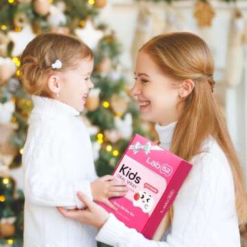 LAB52 Kids Oral Spray Gift Box, Toddler Toothpaste Helper for Cavity Repair and Fresh Breath, Children Anticavity with Fluoride Free for Newborn to Preschoolers, Xylitol Strawberry Flavor (3 Packs)