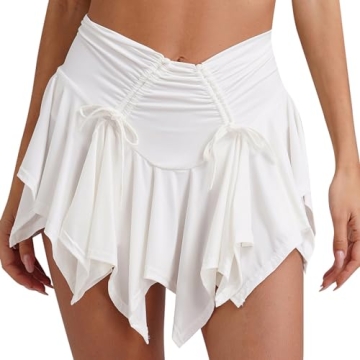 Hularka Women's Y2K Low Rise Mini Skirt with Handkerchief Hemline - Chic Comfort for All Occasions