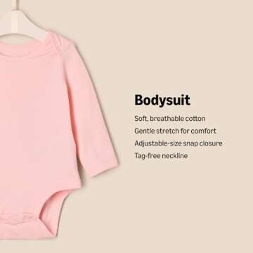 Amazon Essentials x Sofia Grainge Unisex Babies' Long Sleeve Crew Neck Bodysuit Pack of 3