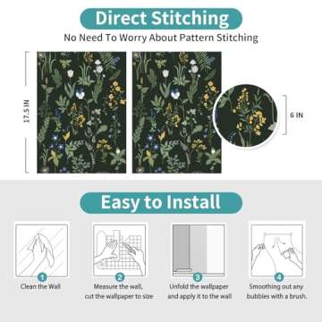 Cismmy Removable Peel and Stick Wallpaper Boho Floral