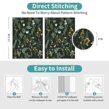 Cismmy Removable Peel and Stick Wallpaper Boho Floral