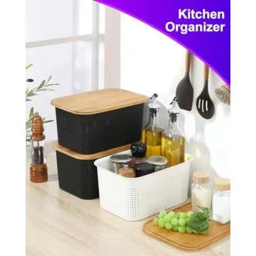 NEATJELAI Stackable Storage Bins with Lids - 6 Pack