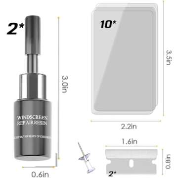 Zupooko Windshield Repair Kit for Chips and Cracks – 2 Pack Nano Glass Repair Fluid for Bulls-Eye, Star-Shape, Quick Fix Automotive Windscreen Tool – Car Windshield Crack Repair Kit