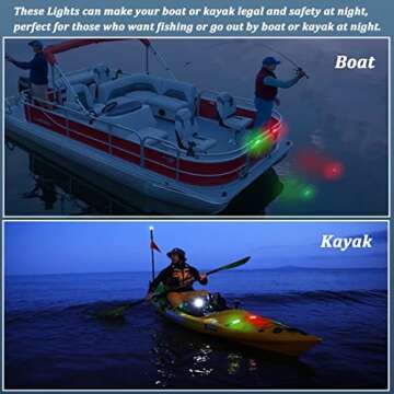 Botepon Kayak Navigation Lights Stern Lights Battery Operated, Waterproof Kayak Lights For Night Kay...