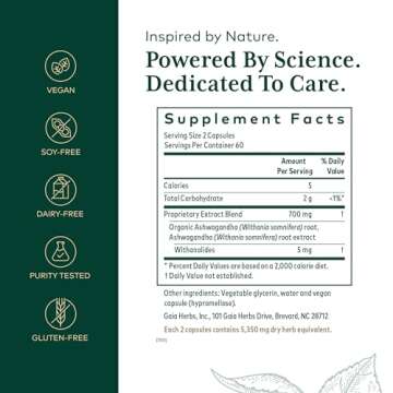 Gaia Herbs PRO Ashwagandha 700 - Healthy Immune Support Supplement* - Single-Herb Formula with Organ...