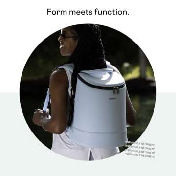 Corkcicle EOLA Bucket Cooler Bag, Periwinkle Neoprene, 11” x 14” – Portable and Lightweight Backpack Cooler Keeps Food & Drinks Cool – Adjustable Straps, Zippered Closure, & Food Safe Interior