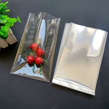 FgfAk 200 Pcs 5x7 Inches Clear Flat Cello/Cellophane Treat Bags Good for Pastry,Bakery,Cookie,Candy and Dessert