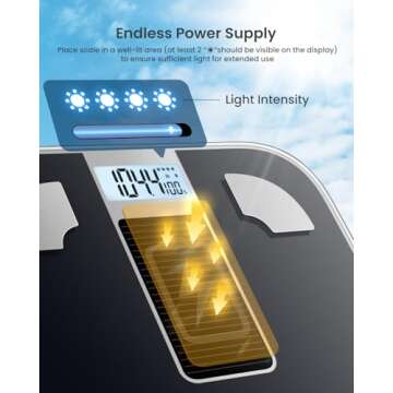 RENPHO Smart Scale with Endless Power, Solar-Powered Scale for Body Weight, No Batteries Needed, Dig...