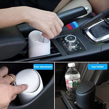 BELOMI Car Trash Can, Mini Silicone Auto Garbage Container with Lid, Waterproof Leakproof Portable Trash Dustbin, Vehicle Rubbish Bins for Automotive, Home, Office, Kitchen, Bedroom (White)