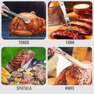 KONA BBQ Grill Tools Set - Premium Stainless Steel Utensils