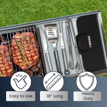 KONA BBQ Grill Tools Set - Premium Stainless Steel Utensils