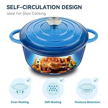 Miereirl 4.5 QT Enameled Dutch Oven Pot with Lid, Cast Iron Dutch Oven with Dual Handles for Bread B...