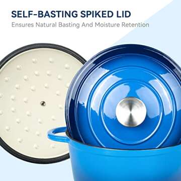 Miereirl 4.5 QT Enameled Dutch Oven Pot with Lid, Cast Iron Dutch Oven with Dual Handles for Bread Baking, Cooking, Non-stick Enamel Coated Cookware (Dark Blue)