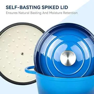 Miereirl 4.5 QT Enameled Dutch Oven Pot with Lid, Cast Iron Dutch Oven with Dual Handles for Bread Baking, Cooking, Non-stick Enamel Coated Cookware (Dark Blue)