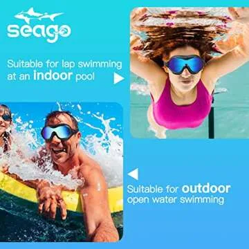 Seago Swim Goggles with Anti-Fog & UV Protection
