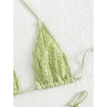 GORGLITTER Sexy Lace Striped Bikini Set for Women