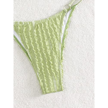 GORGLITTER Sexy Lace Striped Bikini Set for Women