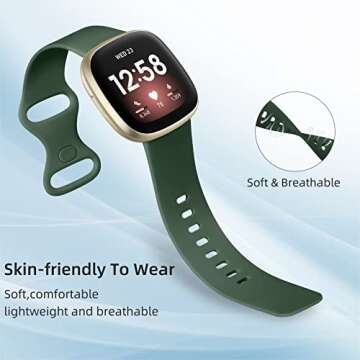 Odbeai Compatible with Fitbit Sense Bands/Versa 3 Bands Women Men，Soft Durable Replacement Wristba...