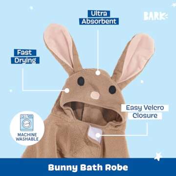 Barkbox Dog Bathrobe - Quick Drying, Hook and Loop Closure & Cozy Wrap Tie Design